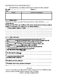 Đề kiểm tra 15 phút Tiếng Anh 7 - Lần 1 - Năm