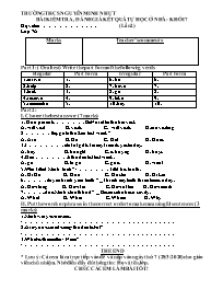 Đề kiểm tra 15 phút Tiếng Anh 7 - Lần 2 - Năm