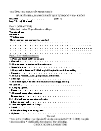 Đề kiểm tra 15 phút Tiếng Anh Lớp 7 - Lần 1 -