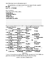 Đề kiểm tra 15 phút Tiếng Anh Lớp 7 - Lần 2 -
