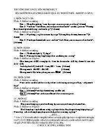 Đề kiểm tra Covid 19 các môn Khối 7 - Lần 1 -
