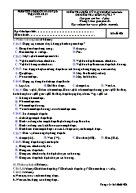 Đề kiểm tra cuối học kì II Vật lí 7 - Mã đề 4