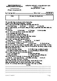 Đề kiểm tra giữa học kì I Địa lí 7 - Mã đề 05