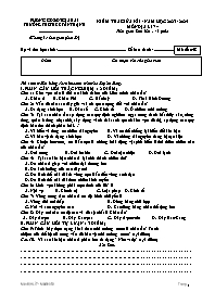 Đề kiểm tra giữa học kì I Địa lí 7 - Mã đề 05