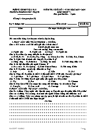 Đề kiểm tra giữa học kì I Giáo dục địa phương