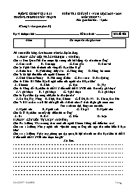 Đề kiểm tra giữa học kì I Giáo dục địa phương
