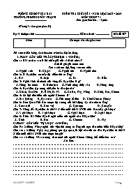 Đề kiểm tra giữa học kì I Giáo dục địa phương