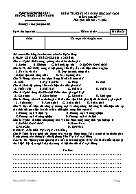 Đề kiểm tra giữa học kì II Lịch sử 7 - Mã đề 