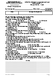 Đề kiểm tra giữa học kì II Lịch sử 7 - Mã đề 