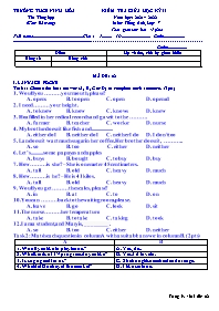 Đề kiểm tra giữa học kì II Tiếng Anh 7 - Mã đ