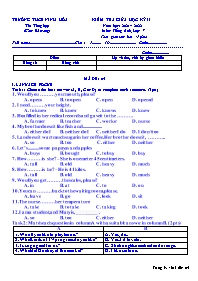Đề kiểm tra giữa học kì II Tiếng Anh 7 - Mã đ