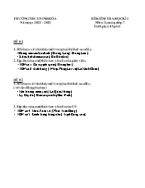Đề kiểm tra học kì I Âm nhạc 7 - Năm học 2021
