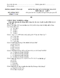 Đề kiểm tra học kì II Địa lí 7 - Năm học 2014