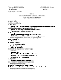 Giáo án Âm nhạc 7 - Tuần 23 - Năm học 2021-20