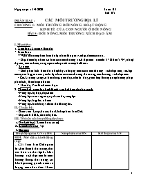 Giáo án Địa lí Lớp 7 - Tuần 3 - Năm học 2020-