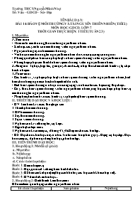 Giáo án GDCD 7 - Tuần 23, Bài 14: Bảo vệ môi 