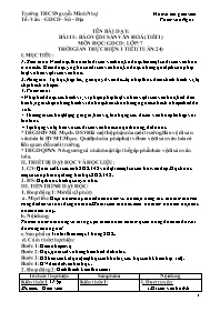 Giáo án GDCD 7 - Tuần 24, Bài 15: Bảo vệ di s