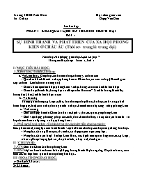 Giáo án Lịch sử 7 - Tuần 1 - Đặng Văn Gấu
