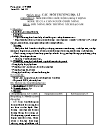 Giáo án môn Địa lí 7 - Tuần 3 - Năm học 2020-