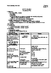 Giáo án Nâng cao Tiếng Anh 7 - Week 20, Perio