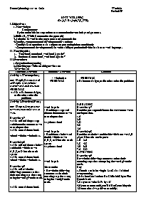 Giáo án Nâng cao Tiếng Anh 7 - Week 21, Perio