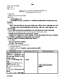 Giáo án Ngữ văn 7 - Tuần 19, Tiết 73-76 - Năm