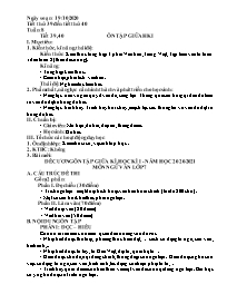 Giáo án Ngữ văn 7 - Tuần 8, Tiết 39+40: Ôn tậ