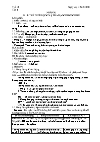 Giáo án Sinh học 7 - Tuần 1 - Năm học 2020-20