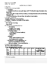 Giáo án Sinh học 7 - Tuần 16 - Năm học 2020-2