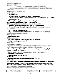 Giáo án Sinh học 7 - Tuần 2 - Năm học 2020-20