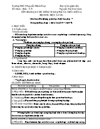 Giáo án Sinh học 7 - Tuần 24 - Năm học 2020-2