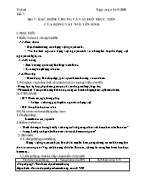 Giáo án Sinh học 7 - Tuần 4 - Năm học 2020-20