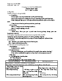 Giáo án Sinh học 7 - Tuần 6 - Năm học 2020-20
