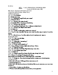 Giáo án Tiếng Anh 7 - Tuần 4