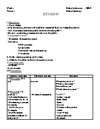 Giáo án Tiếng Anh 7 - Week 1 - Năm học 2019-2