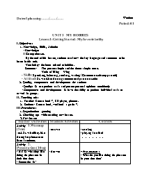 Giáo án Tiếng Anh 7 - Week 1, Period 1-3