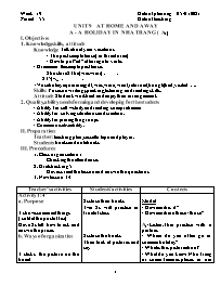 Giáo án Tiếng Anh 7 - Week 19 - Năm học 2020-