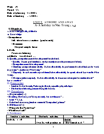 Giáo án Tiếng Anh 7 - Week 19, Unit 9: At hom