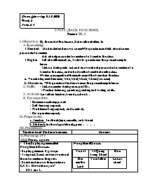 Giáo án Tiếng Anh 7 - Week 2 - Năm học 2020-2