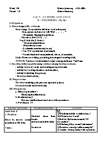 Giáo án Tiếng Anh 7 - Week 20 - Năm học 2020-