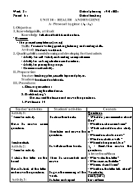 Giáo án Tiếng Anh 7 - Week 21 - Năm học 2020-
