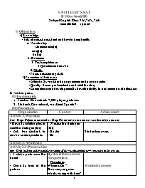 Giáo án Tiếng Anh 7 - Week 25, Unit 12: Let's