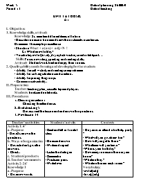 Giáo án Tiếng Anh 7 - Week 5, Unit 3: At home