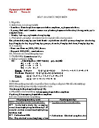 Giáo án Toán 7 - Tuần 33 - Năm học 2018-2019