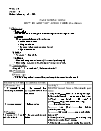 Giáo án Tự chọn Tiếng Anh 7 - Week 20, Period