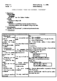 Giáo án Tự chọn Tiếng Anh 7 - Week 23, Period