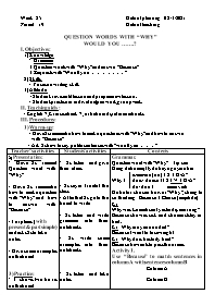 Giáo án Tự chọn Tiếng Anh 7 - Week 25, Period