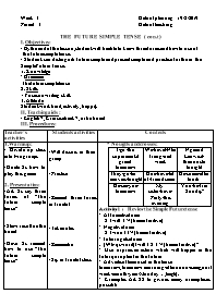 Giáo án Tự chọn Tiếng Anh 7 - Week 3, Period 