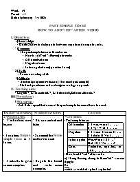 Giáo án Tự chọn Tiếng Anh Lớp 7 - Week 19, Pe