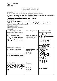 Giáo án Tự chọn Toán 7 - Tuần 1, Tiết 1: Cộng